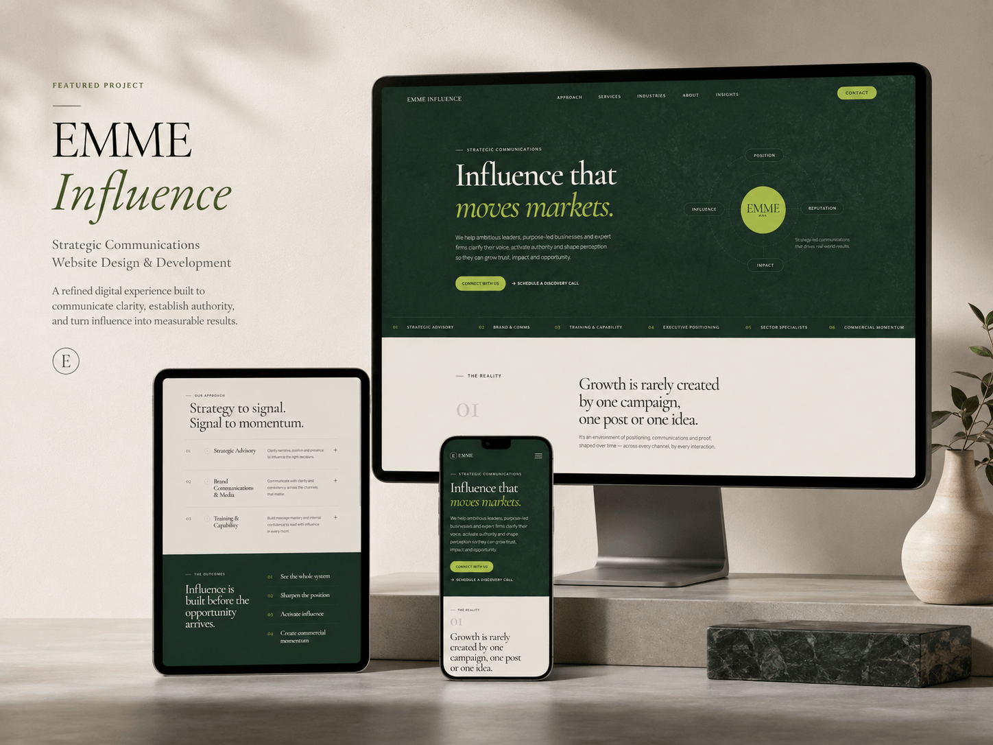 Emme Influencer website homepage